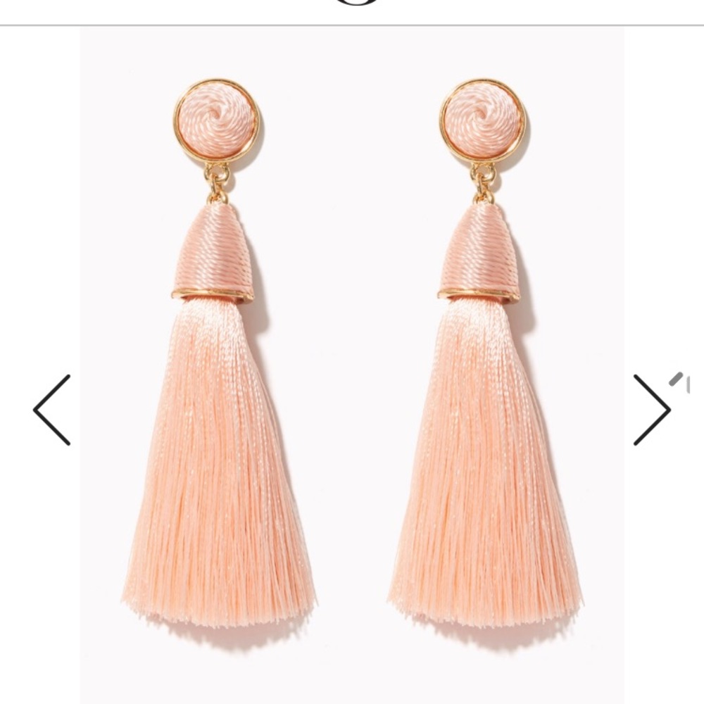 NWOT Blush Tassel Statement Earrings